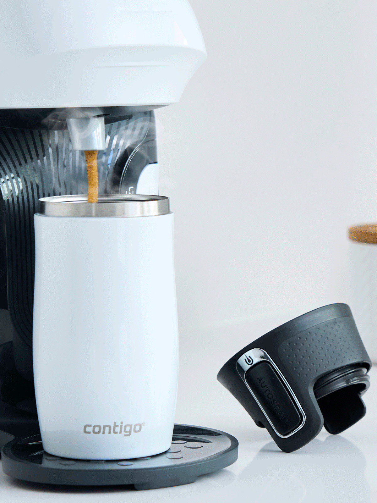 West Loop Mini Mug under the espresso machine