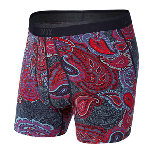 Bokserki męskie SAXX  PLATINUM Boxer Brief Fly Paisley - czerwone