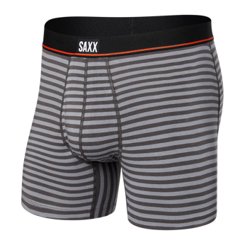 Bokserki męskie elastyczne SAXX NON-STOP STRETCH Boxer Brief z rozporkiem w paski - szare