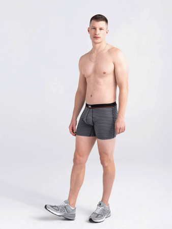 Bokserki męskie elastyczne SAXX NON-STOP STRETCH Boxer Brief z rozporkiem w paski - szare